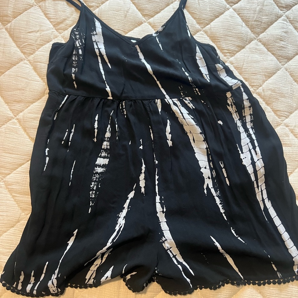 Black and White Striped Romper